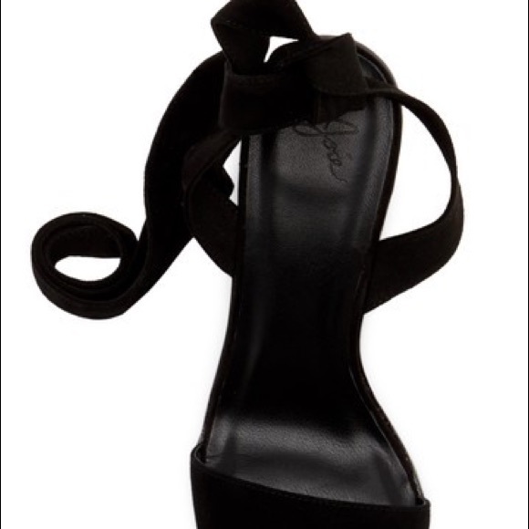Joie Oki Ankle Tie Suede Sandal Black Block Heeled NWOT - Picture 7 of 12